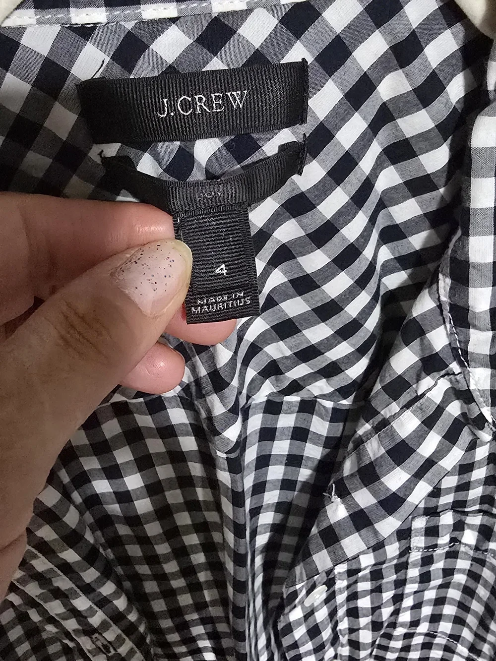 J.Crew Black & White Gingham Button-Up